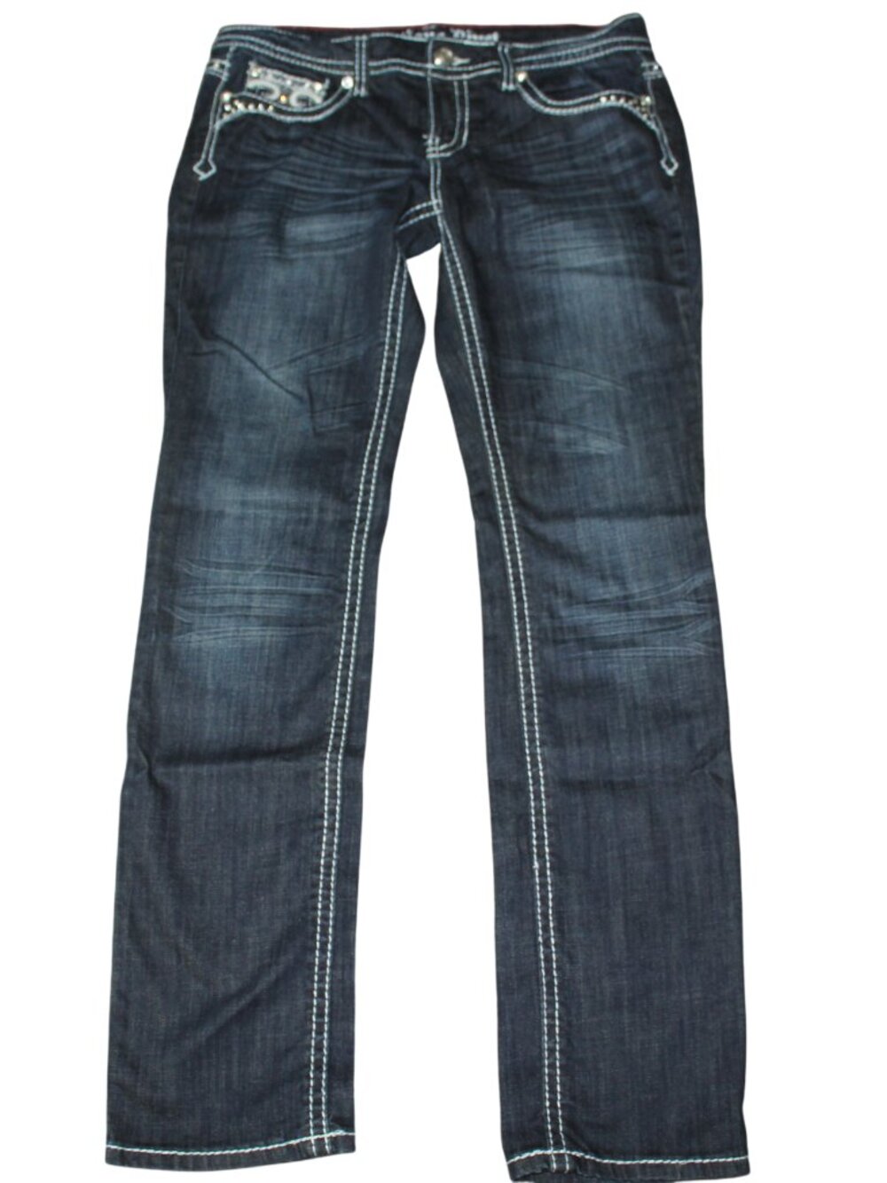 Antique Rivet Low Rise Dark Wash Jeans Denim Pants Womens Size 30 Embellished